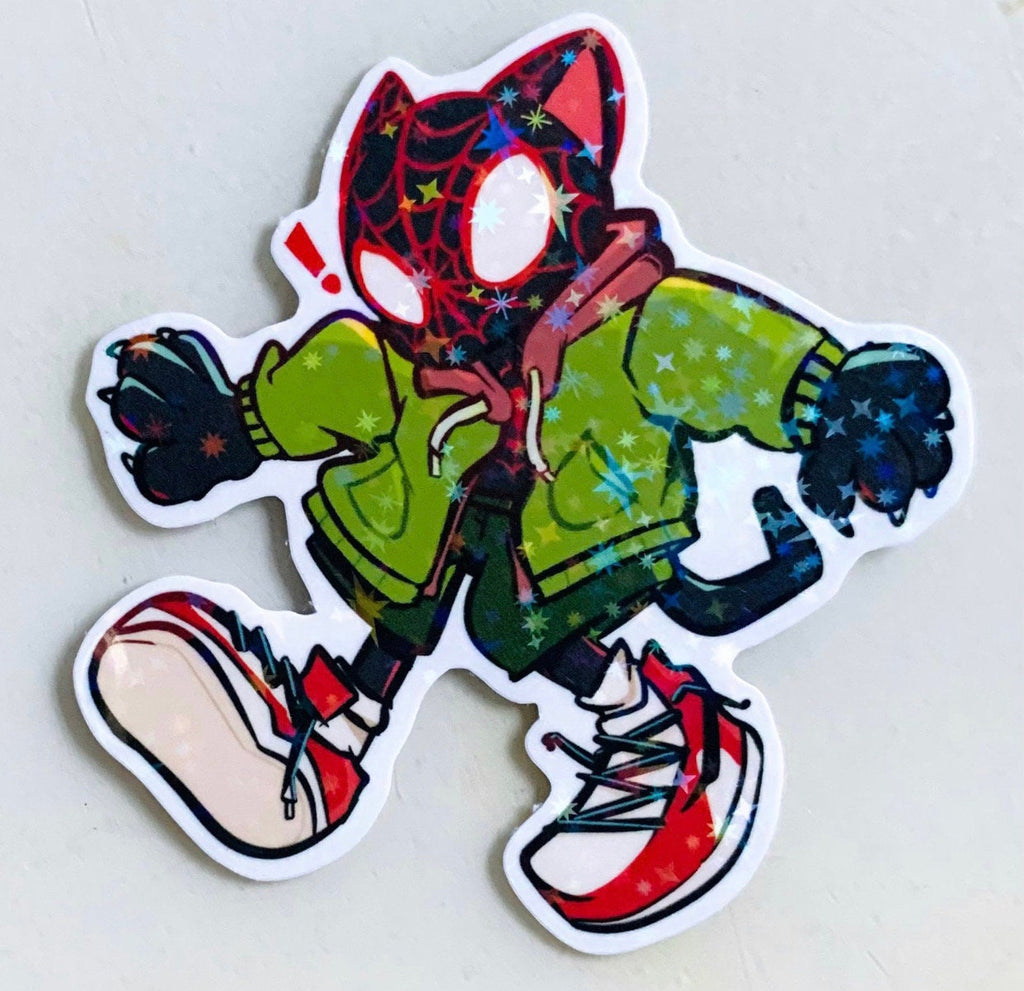 Meow Morales & Pengwen Water Resistant Holographic Sticker