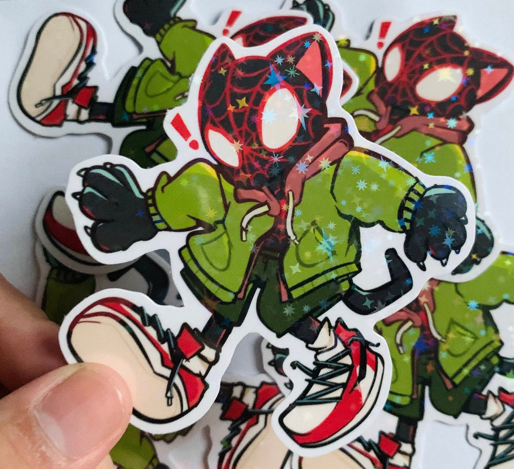 Meow Morales & Pengwen Water Resistant Holographic Sticker