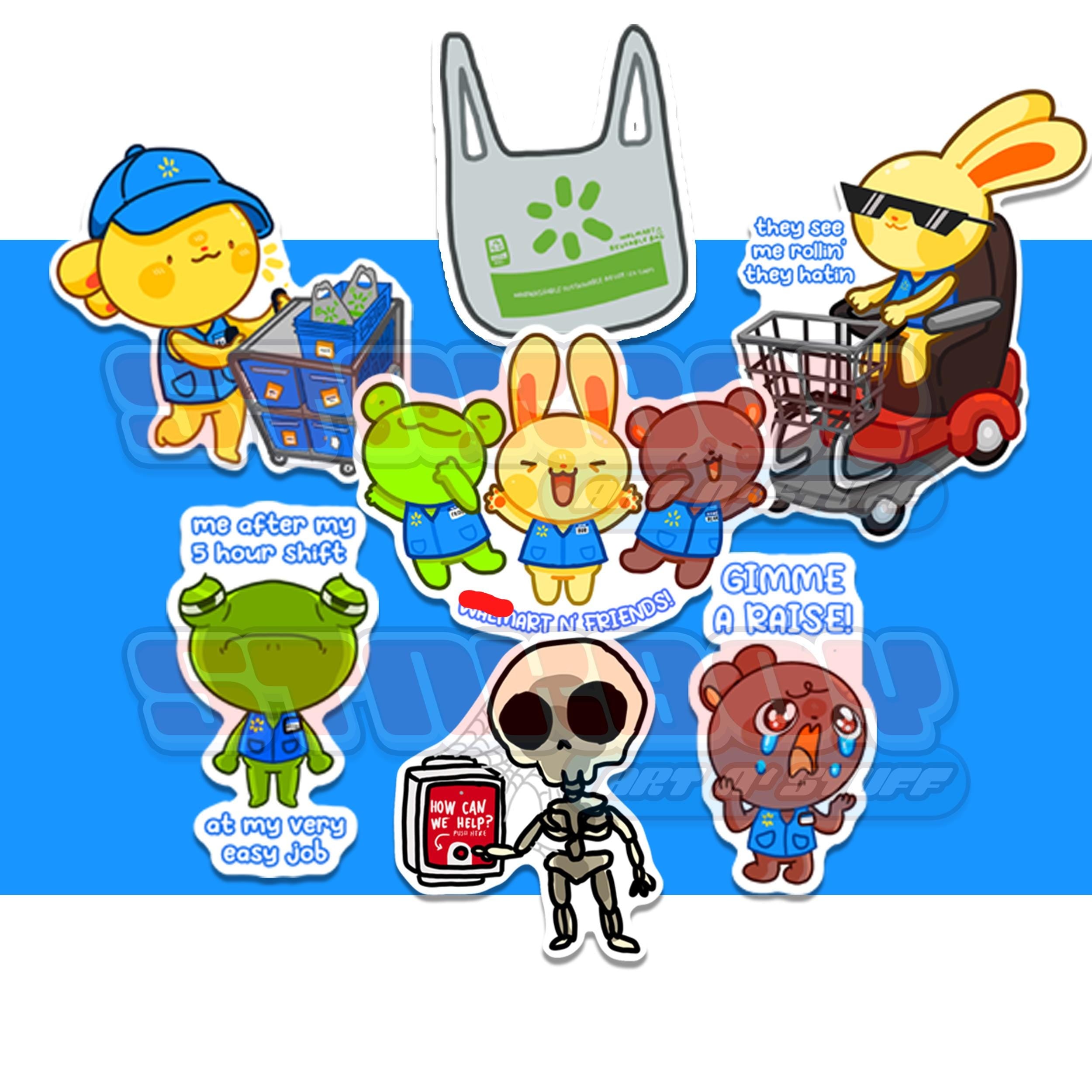 WolMart n Friends! Holographic Stickers Retail Worker