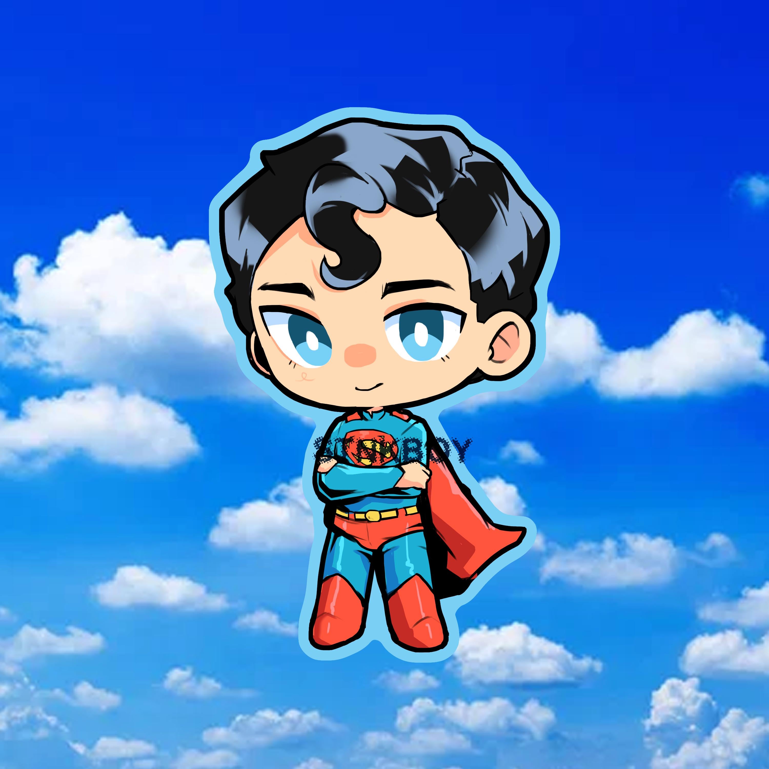 Superhero Dog Chibi Holographic Water Resistent Vinyl Sticker 3" Inch Dog
