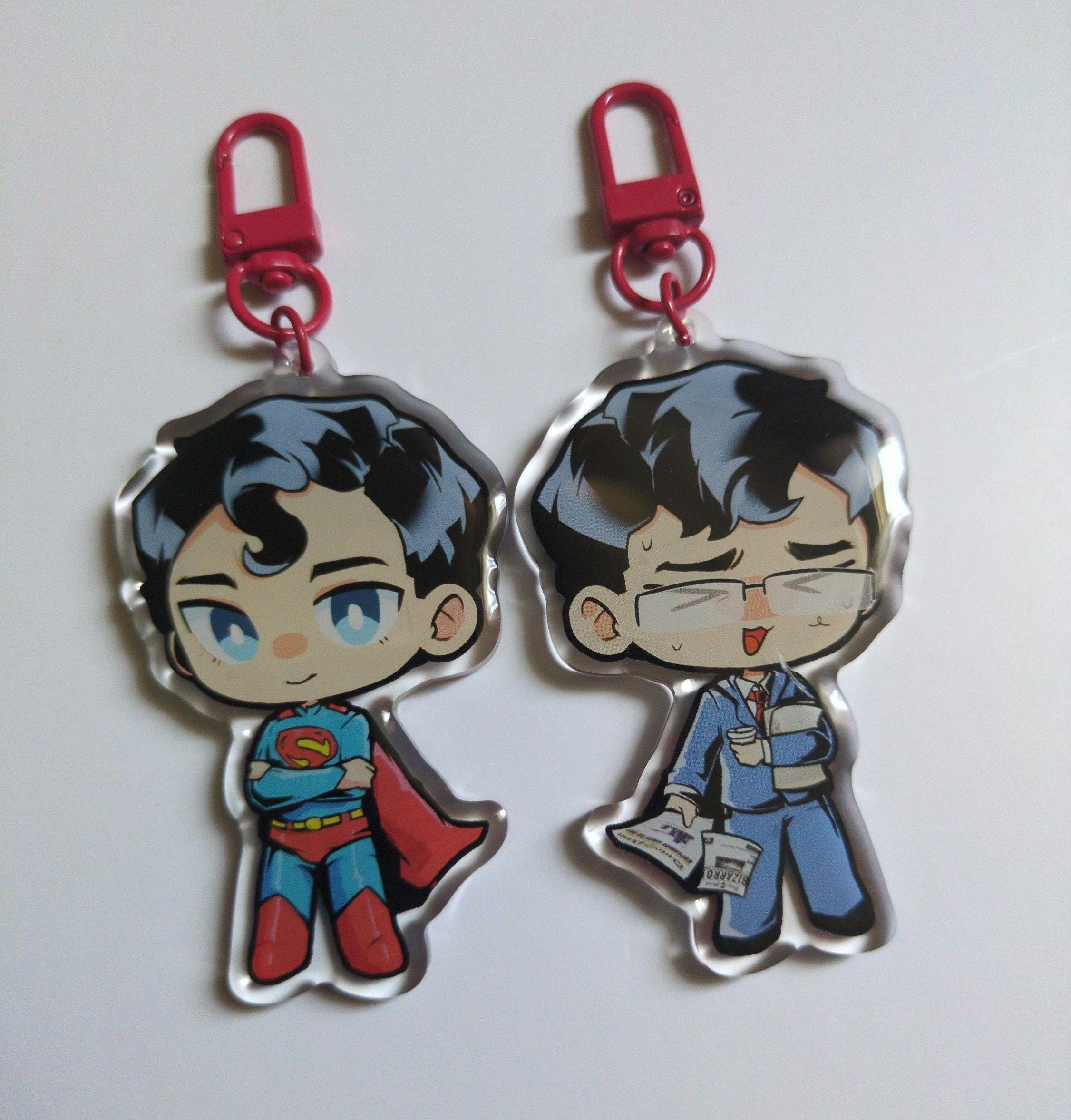 Superhero Chibi Acrylic Epoxy Keychain 3" Inch with Sticker