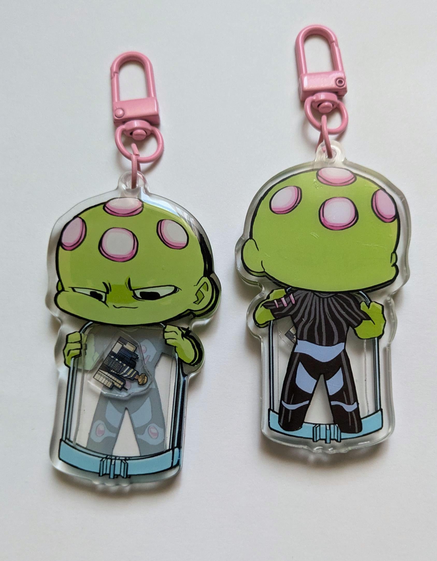 Supervillian Brainiac Evil Shaker Chibi Acrylic Epoxy Keychain 3" Inch with Sticker