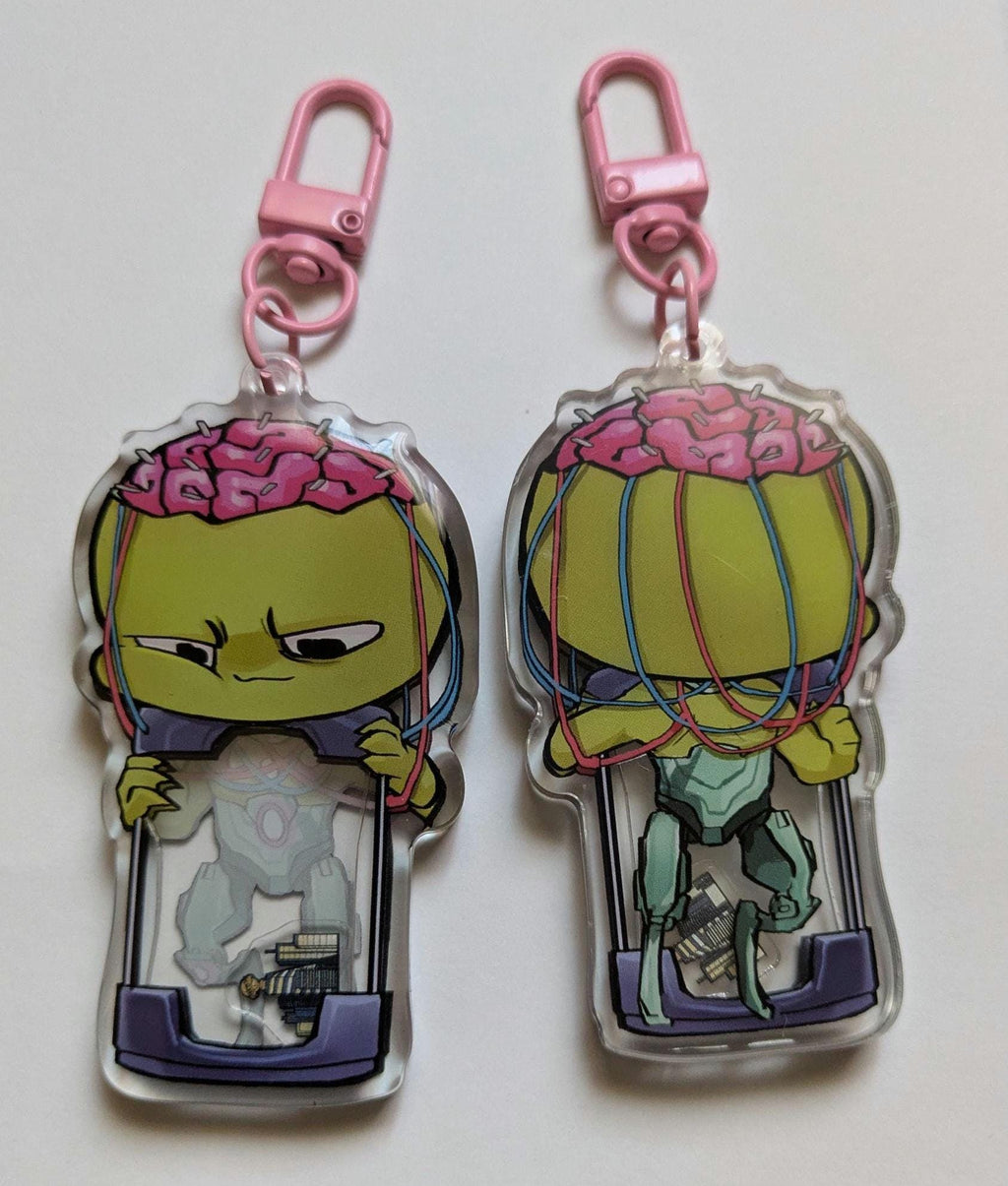 Absolute Supervillian Brainiac Evil Shaker Chibi Acrylic Epoxy Keychain 3" Inch with Sticker