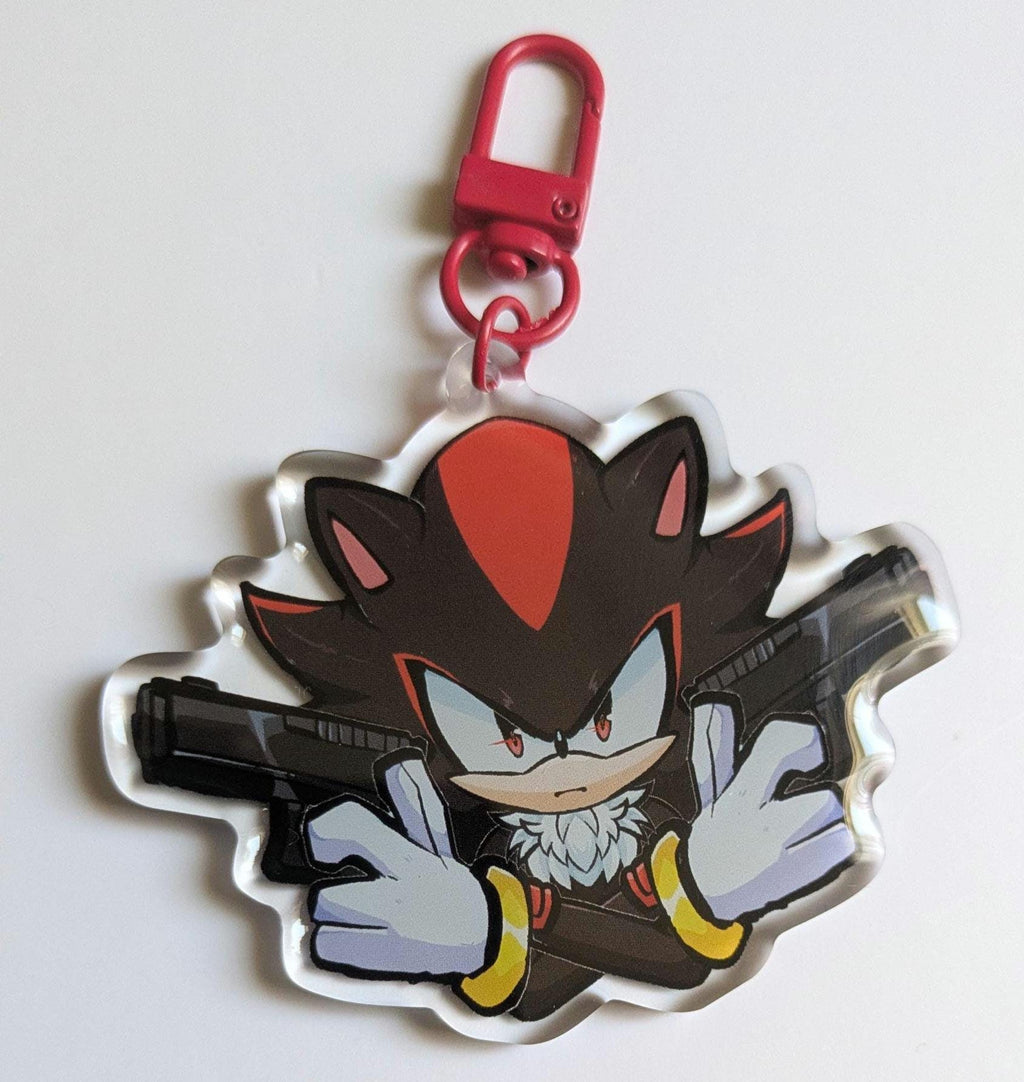 Shadow the Hedgehog with a Gun 3’ Acrylic  Keychains Guns with Free Sticker