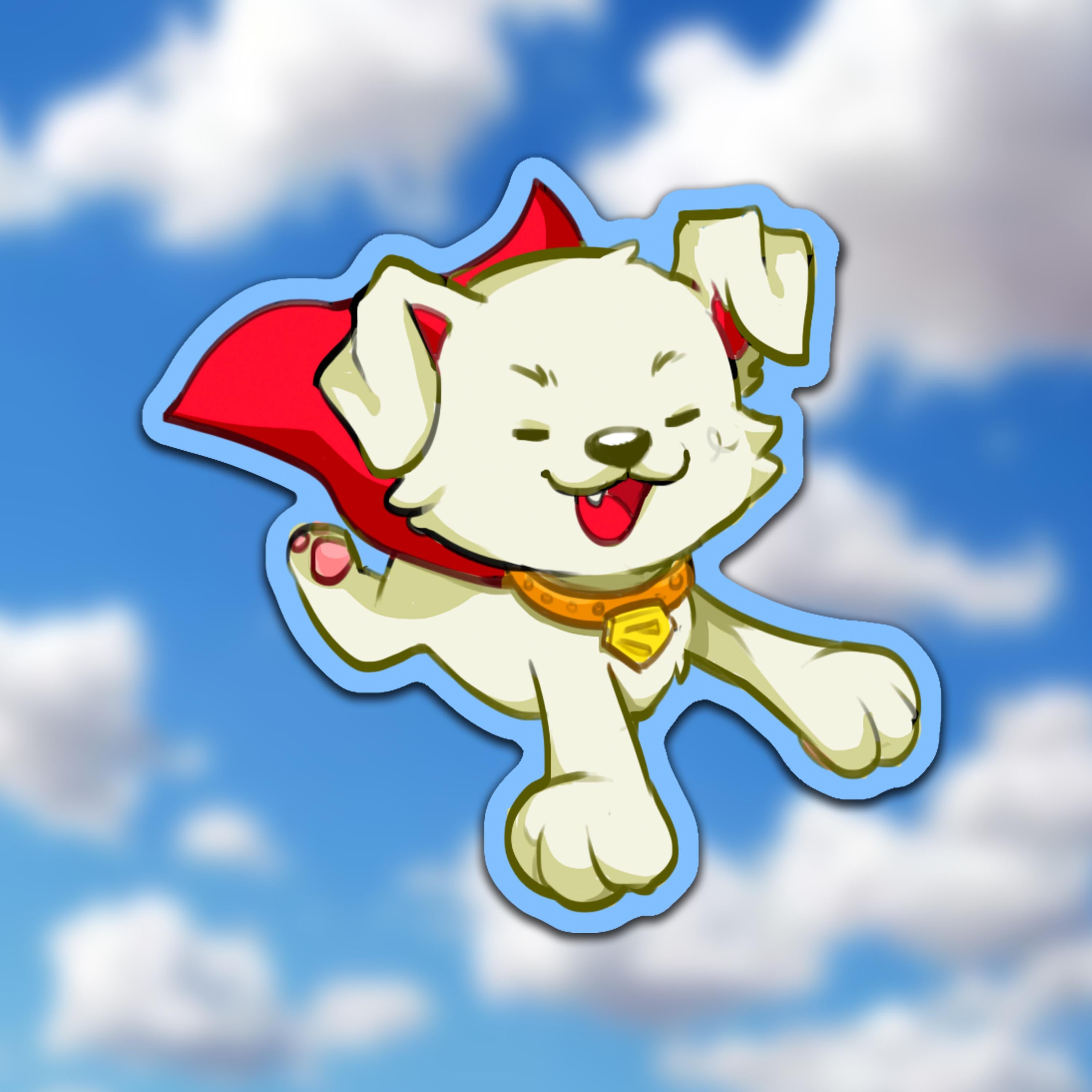 Superhero Chibi Holographic Water Resistent Vinyl Sticker 3" Inch Dog