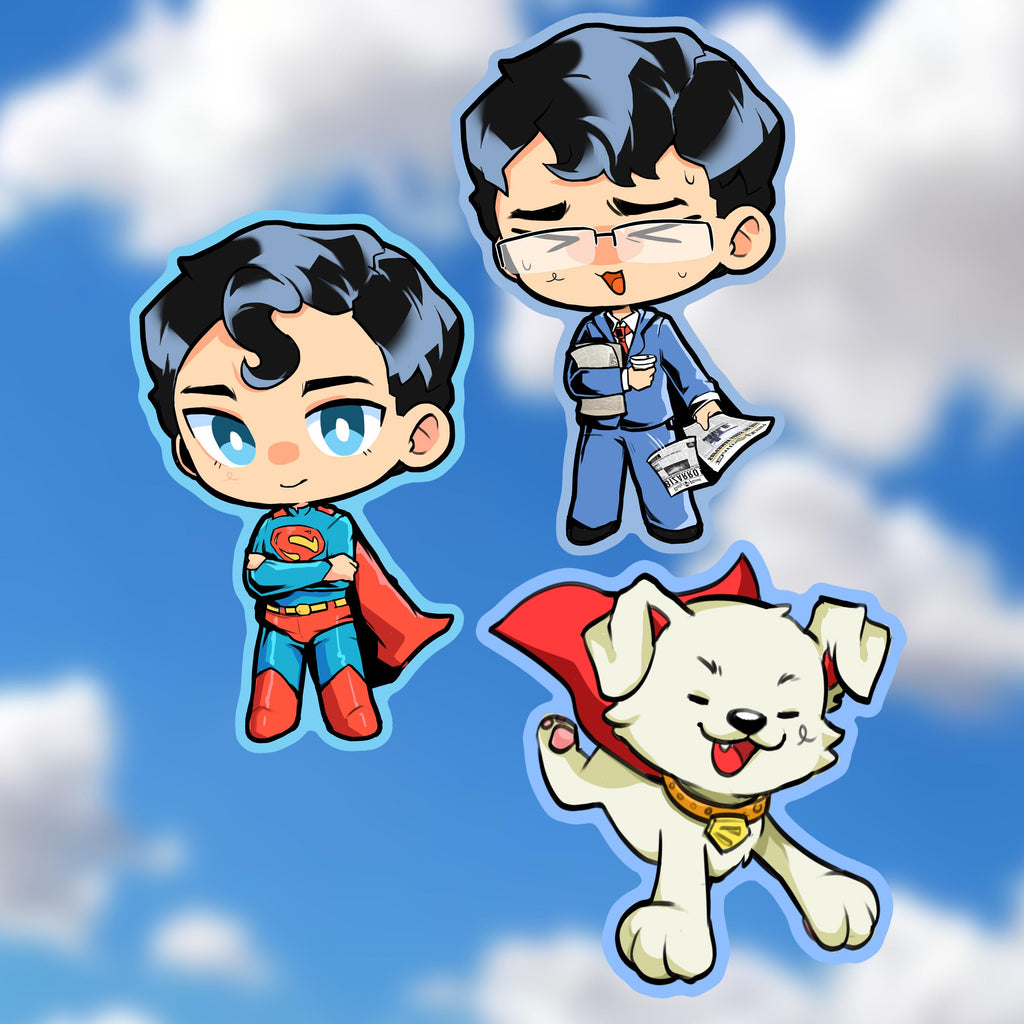 Superhero Dog Chibi Holographic Water Resistent Vinyl Sticker 3" Inch Dog