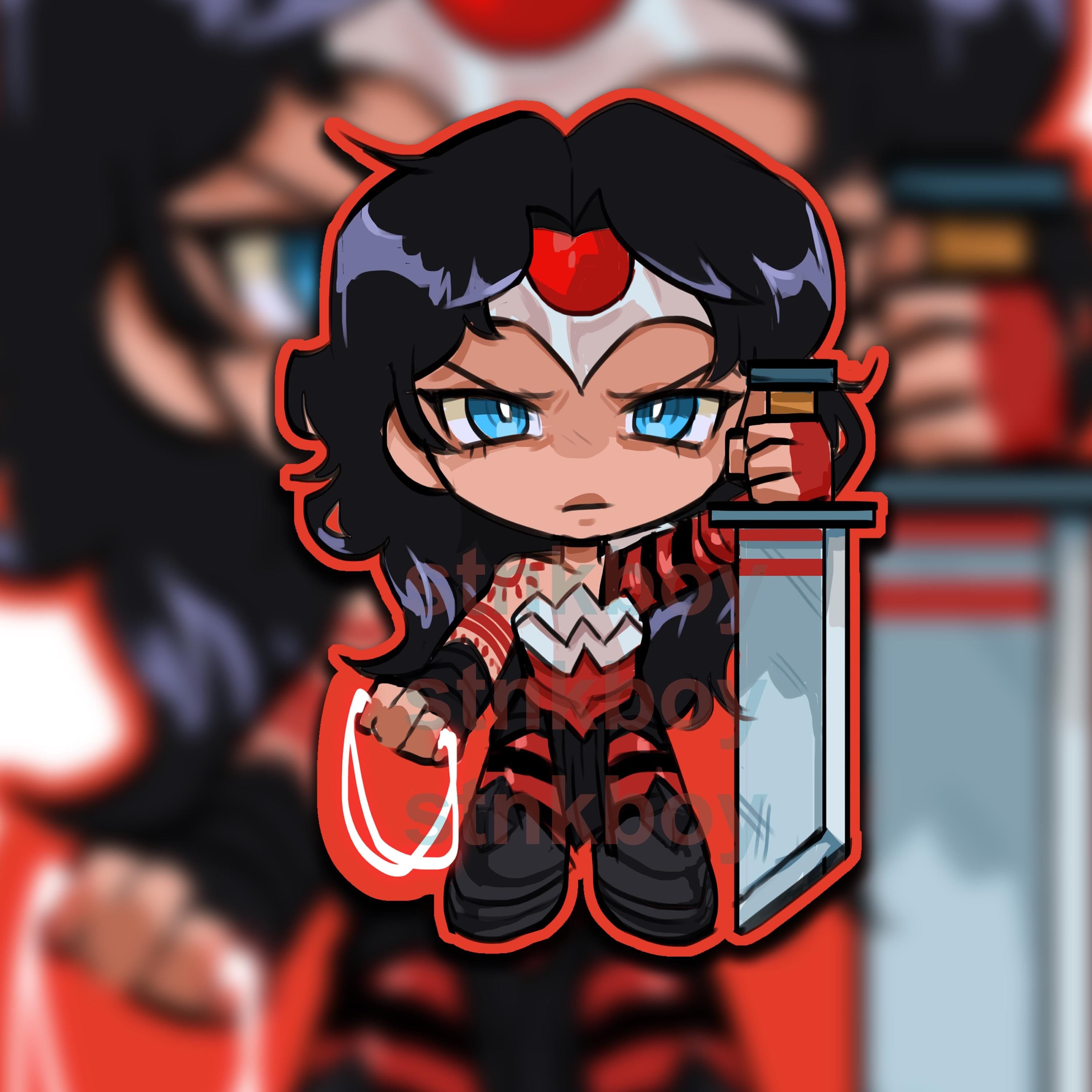 Absolute Superhero Woman Aura Chibi Holographic Water Resistent Vinyl Sticker 3" Inch