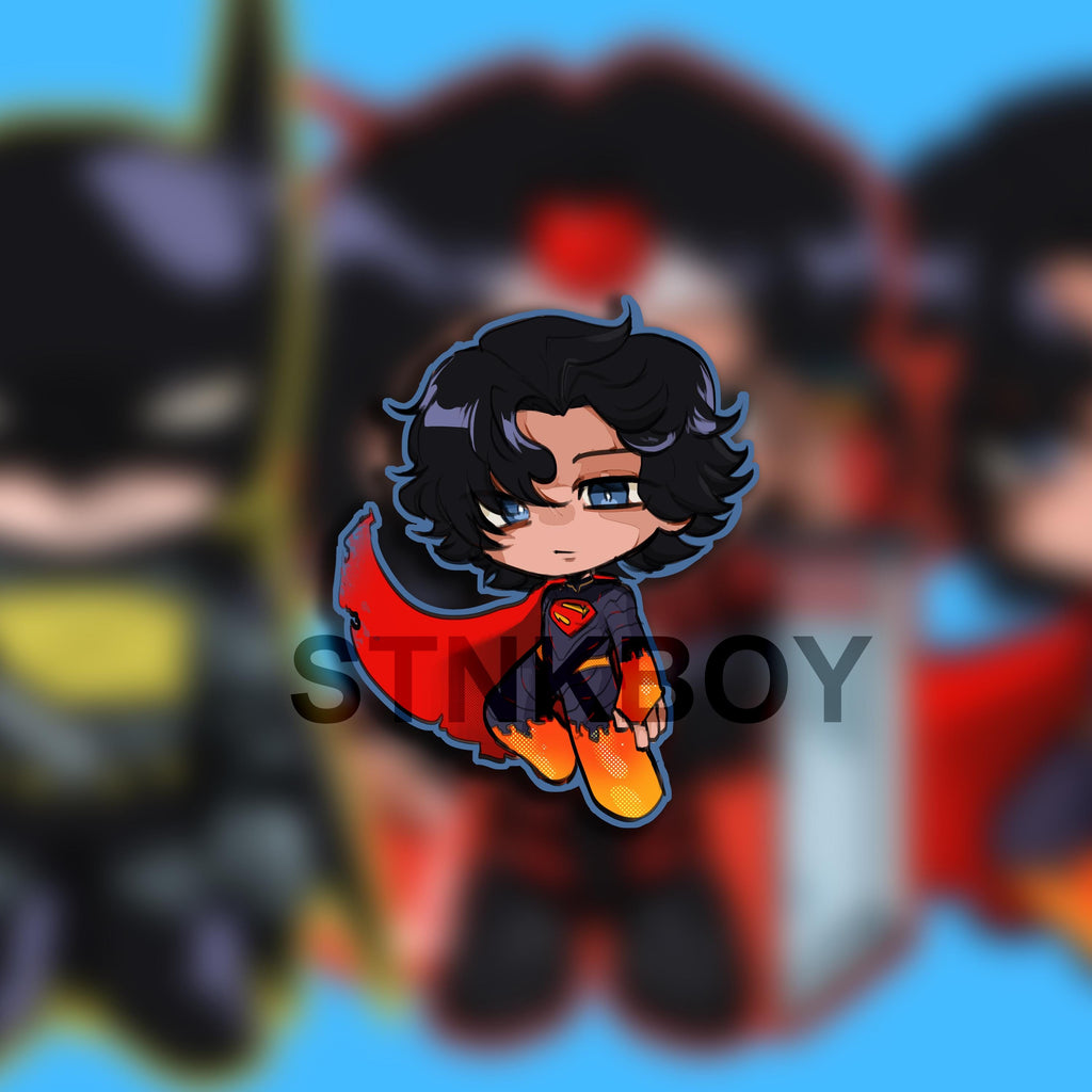 Absolute Superheros Trio Woman Bat Aura Chibi Holographic Water Resistent Vinyl Sticker 3" Inch
