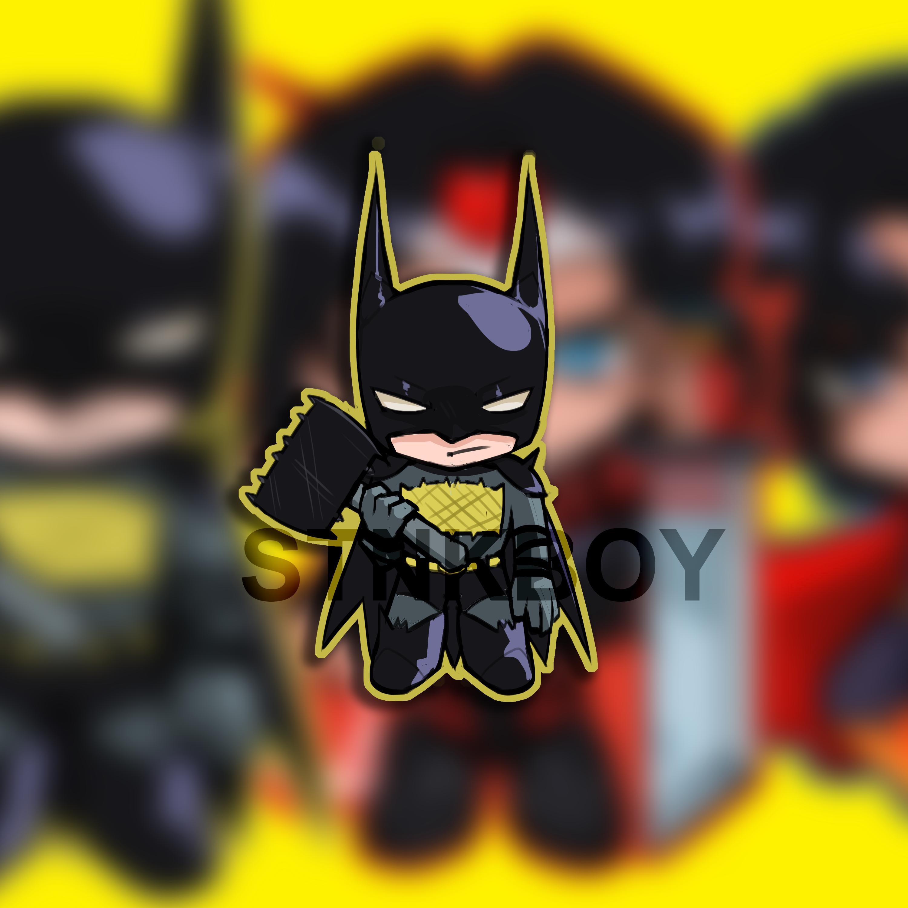 Absolute Superheros Trio Woman Bat Aura Chibi Holographic Water Resistent Vinyl Sticker 3" Inch