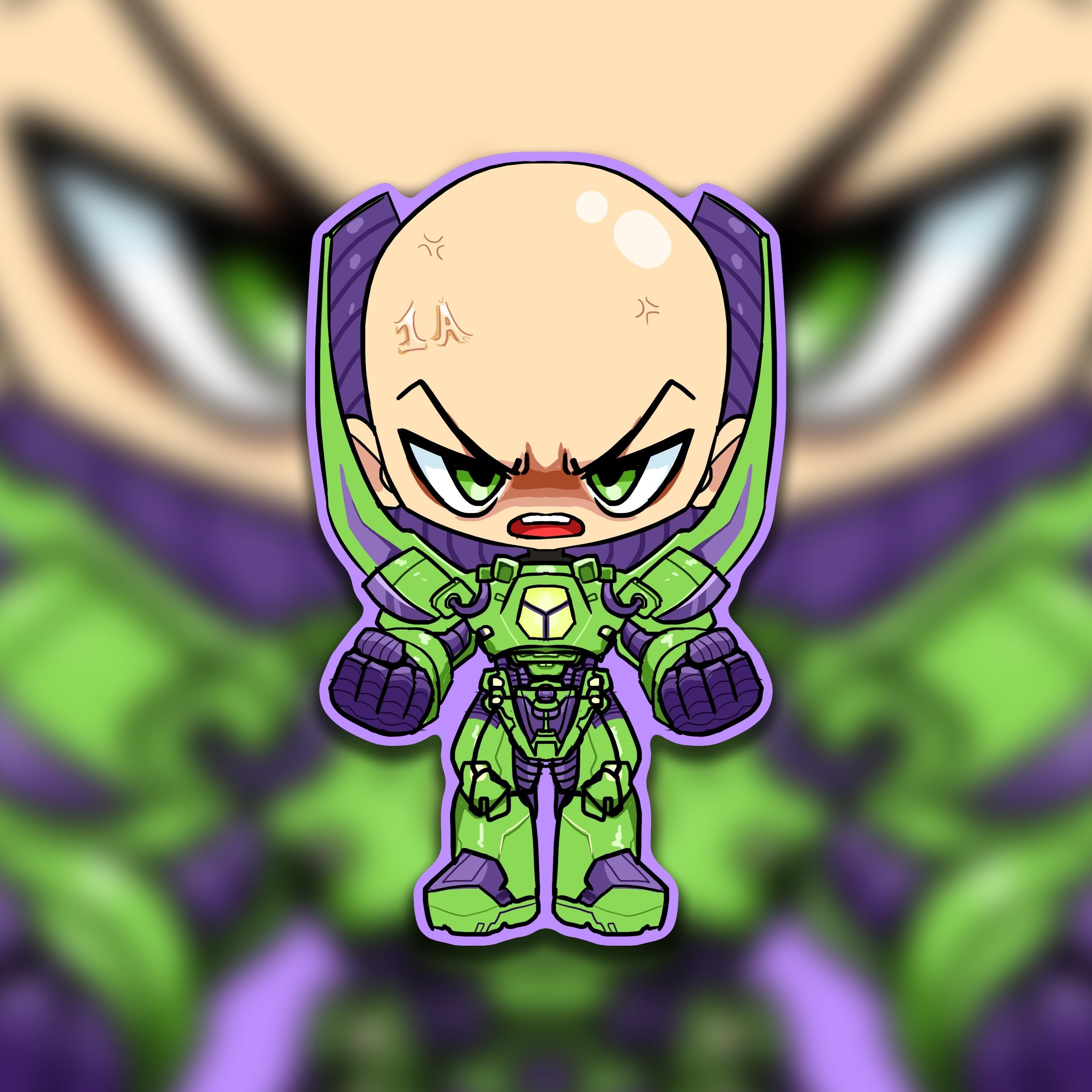 Supervillian Shiny Bald Ass Purple Ass Bitch Chibi Holographic Water Resistent Vinyl Sticker 3" Inch