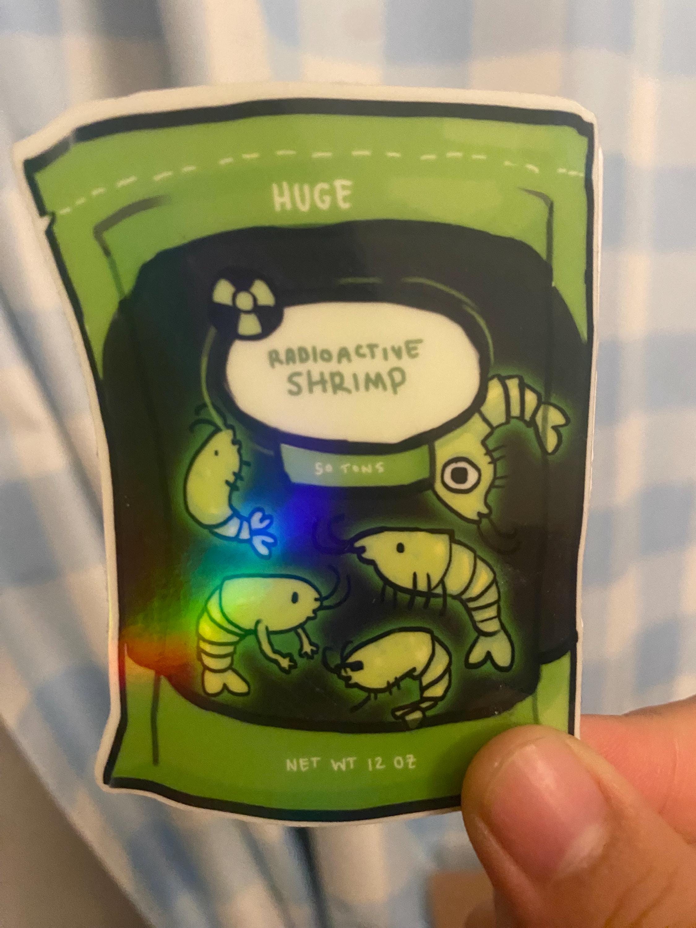 Radioactive Shrimp from Walmart Sticker Glow in the Dark